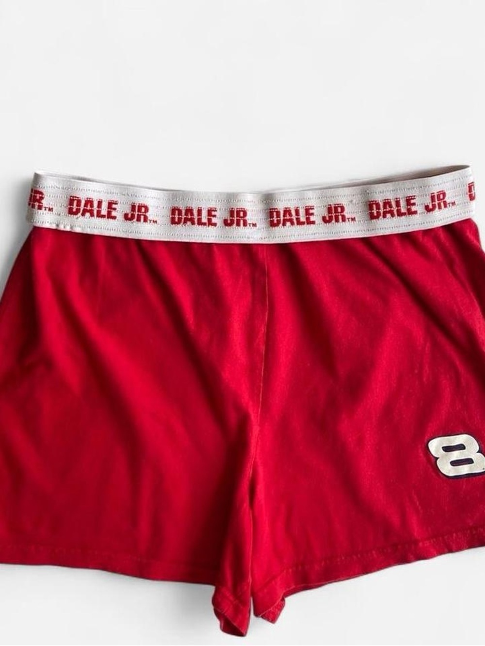Y2K red Dale Jr fold over shorts
